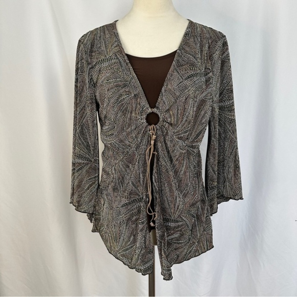 Vintage Dressbarn Blouse Womens Petite Large Tank Top Underneath High Low Hem